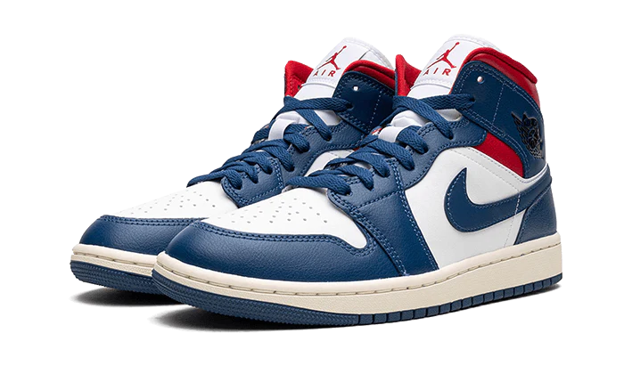 Jordan 1 Mid French Blue Gym Red (Women's)